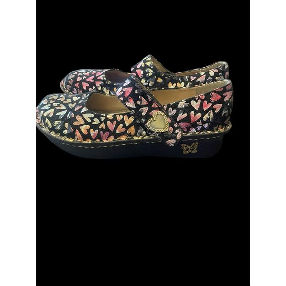 Alegria Womens Multicolor Paloma Hearts Leather Mary Jane Shoes Size 38 - Picture 8 of 10
